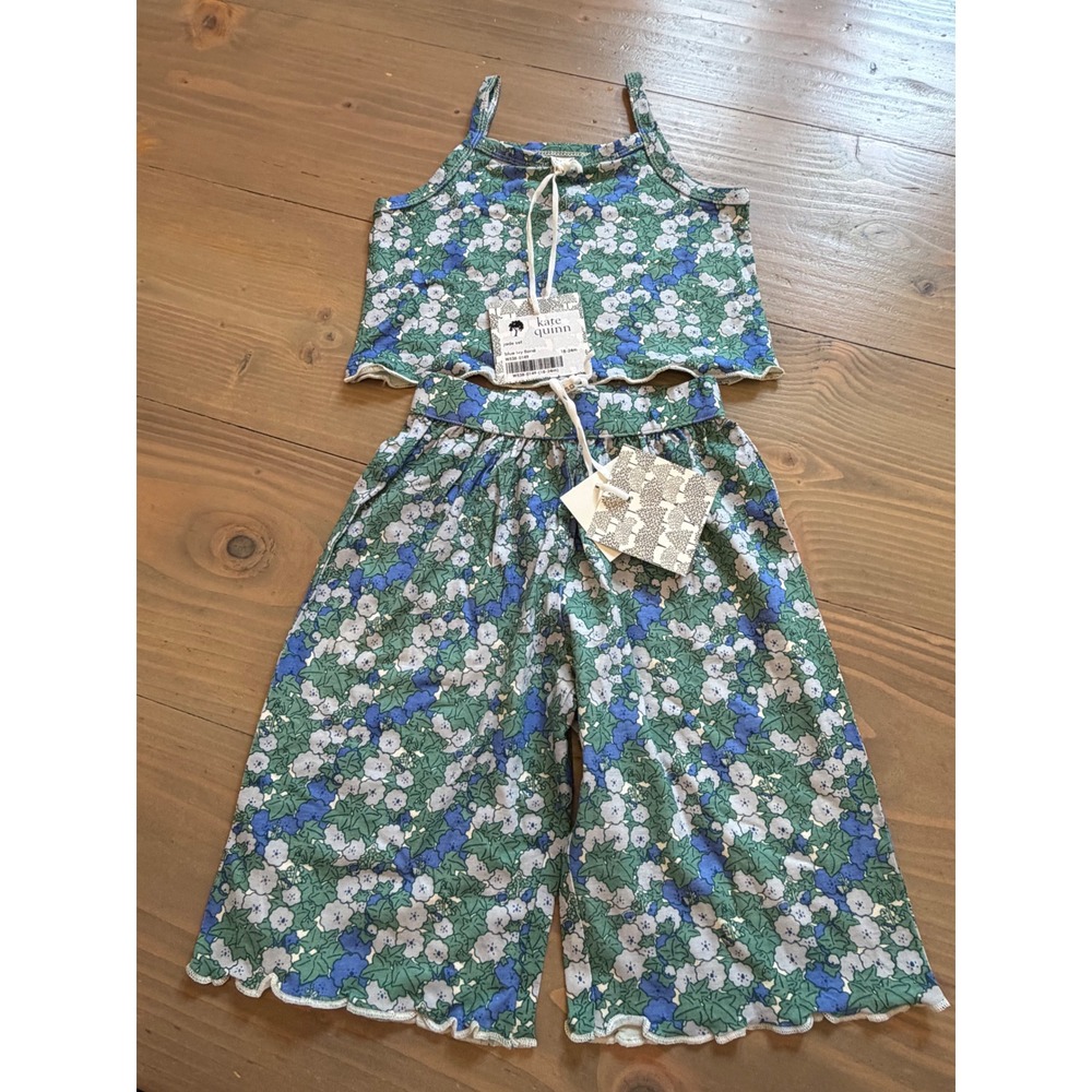 Bb9 Kate Quinn Jade Set Blue Ivy Floral Cami and Wide Leg Pants 18-24M NWT